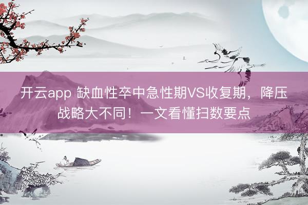 開云app 缺血性卒中急性期VS收復(fù)期，降壓戰(zhàn)略大不同！一文看懂掃數(shù)要點